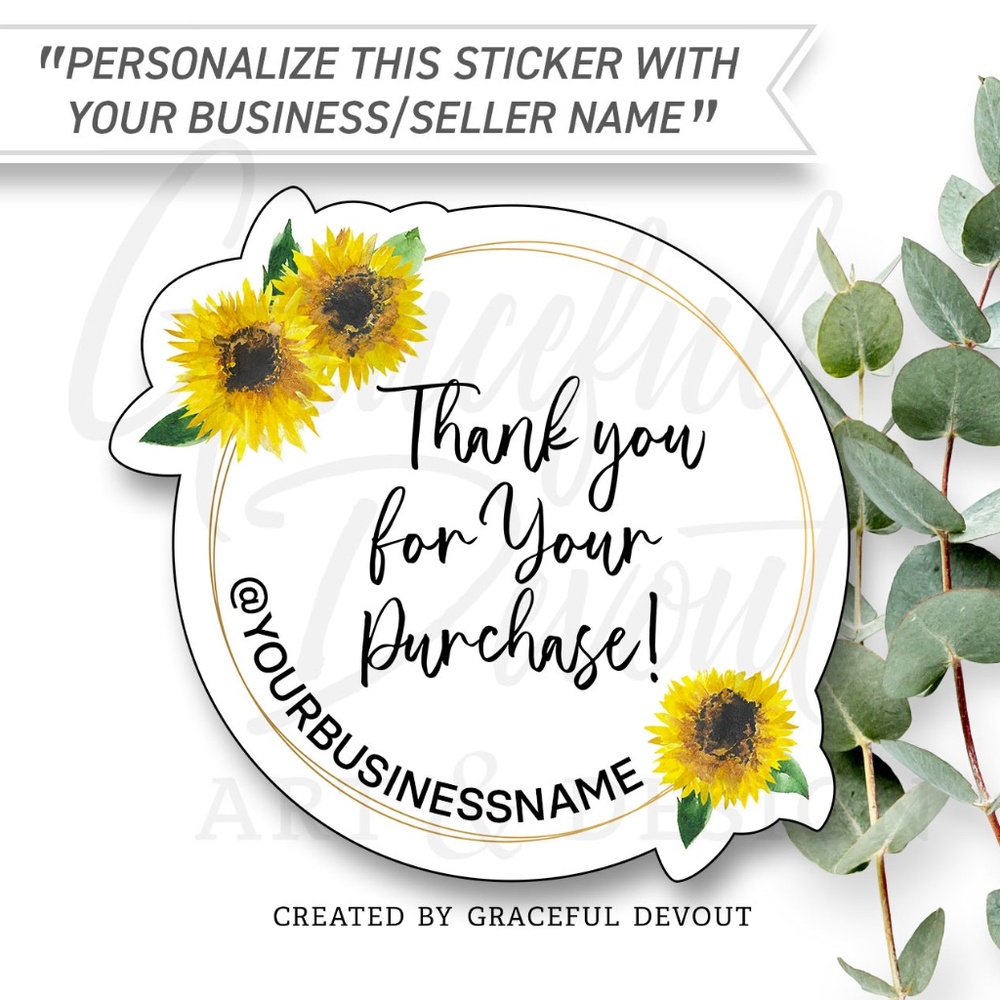🌻Thank You For Your Purchase- 2" (inches)(48ct.) Stickers
